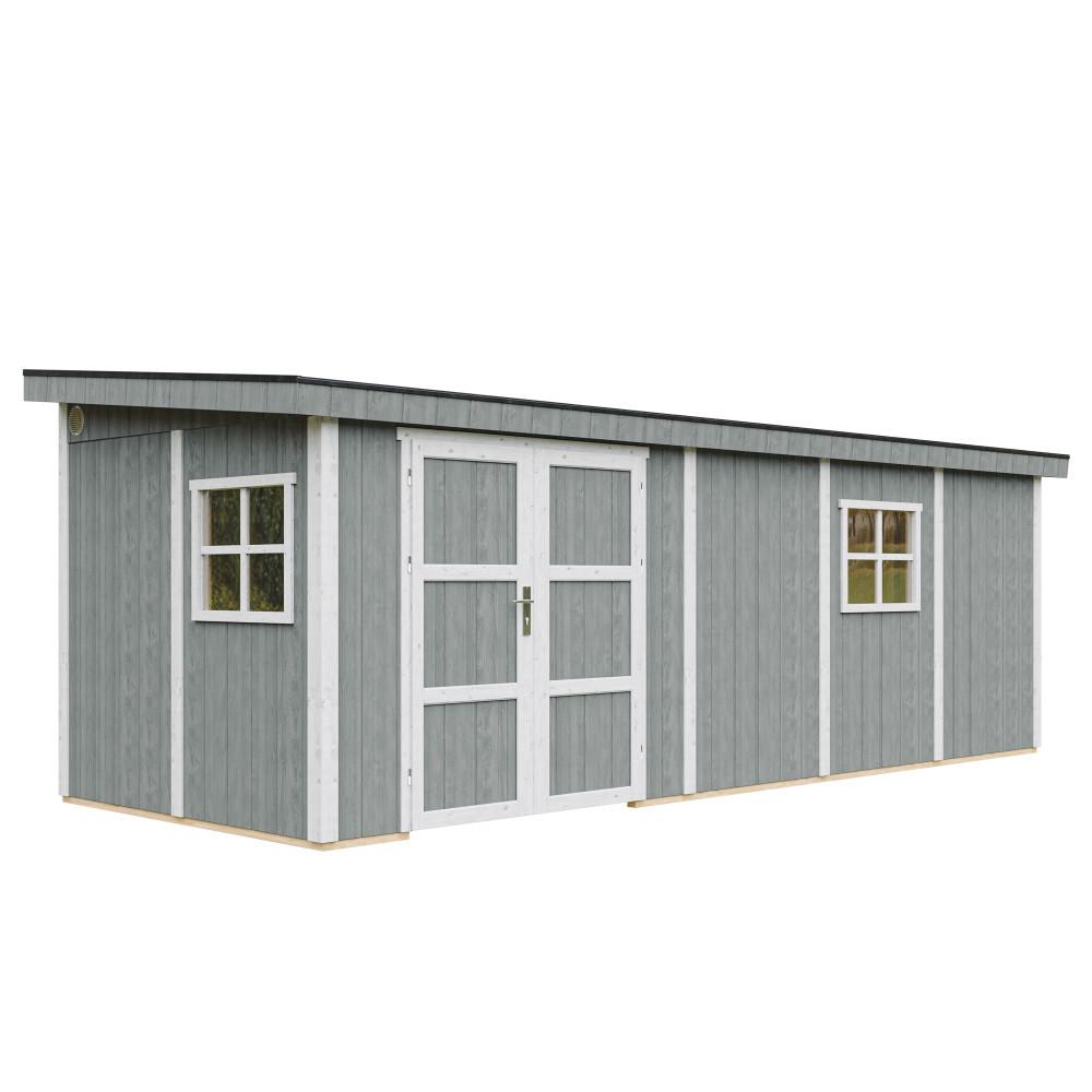 GARTENHAUS 14,3 m² - H231x248x648 cm - Ohne Boden und Seitenwand – M941B-CAVERN STEEL - Dunkelgrau, Holz (236/231/604cm) - Timbela