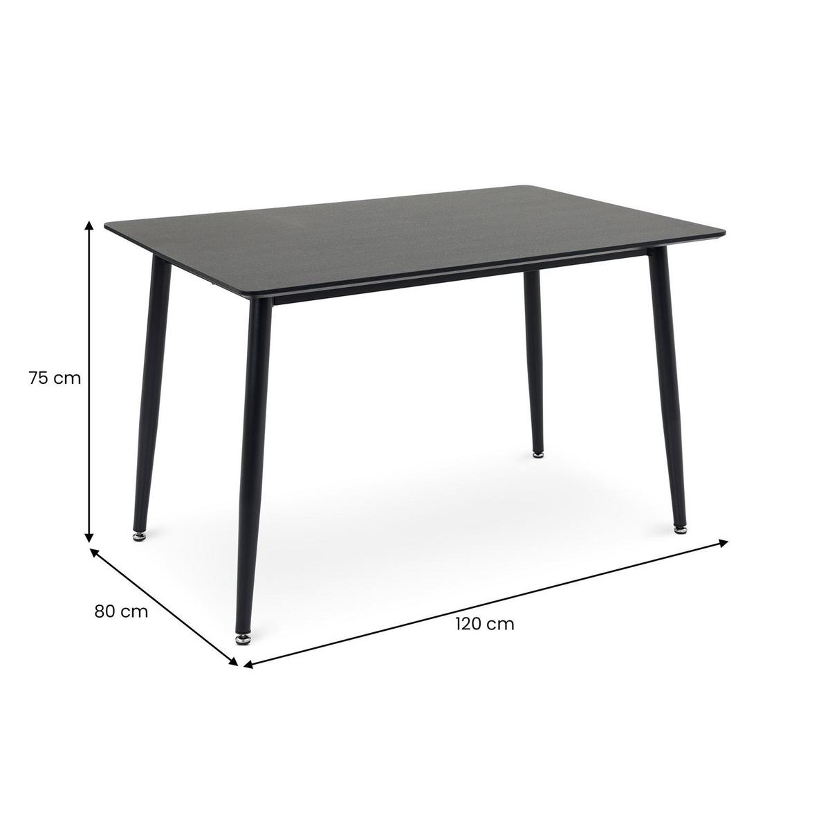 ESSTISCH NORA schwarz - Schwarz, Holzwerkstoff/Metall (80/120/75cm) - IDIMEX