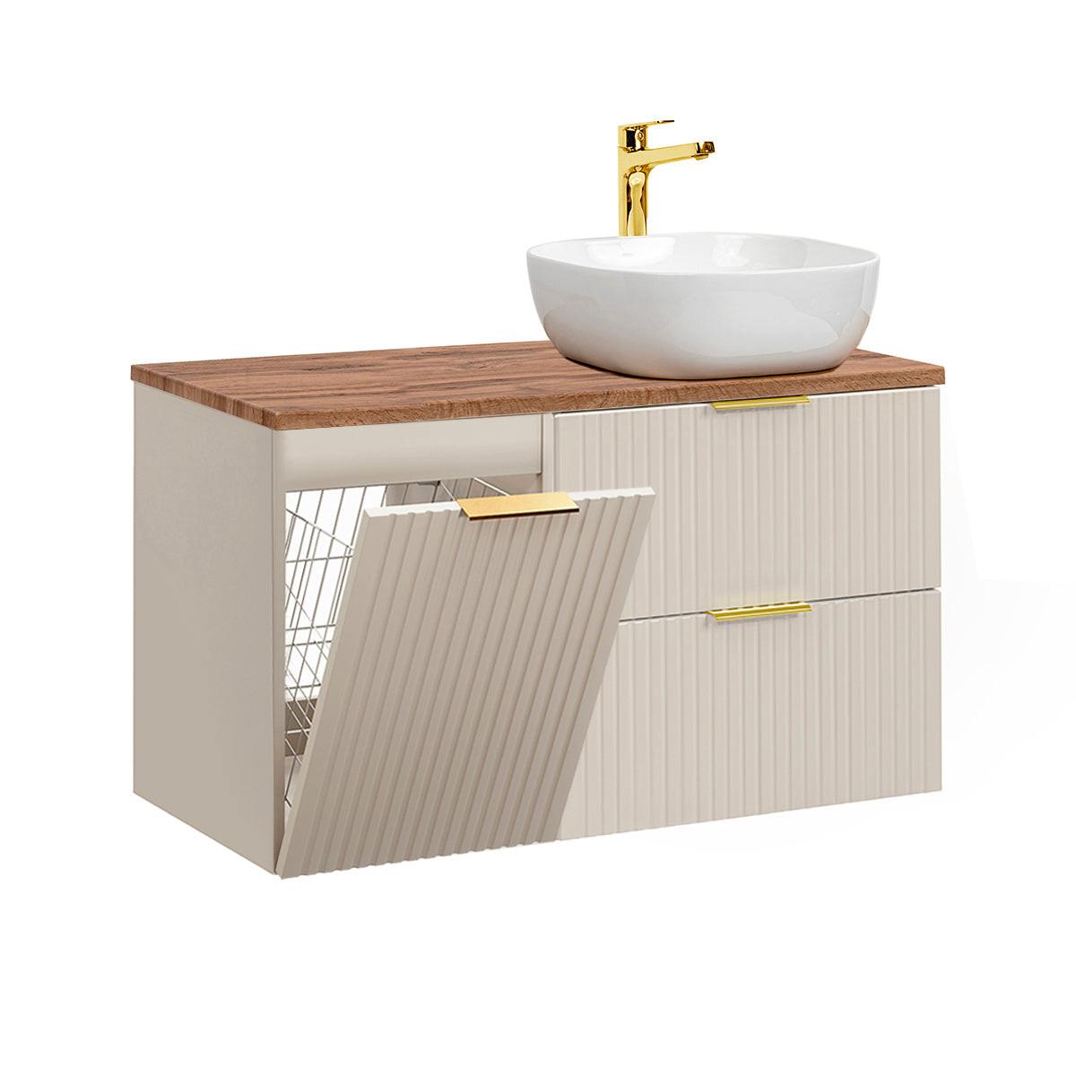 WASCHTISCH 100.8cm Adriel Kaschmir und Holz - Beige, Holzwerkstoff (100.8/59/46cm) - Petits-meubles