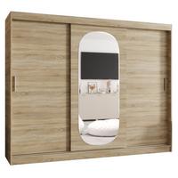 SCHIEBETÜRENSCHRANK mit Spiegel ROYAL 200/250/62 3-türig - Silberfarben/Sonoma Eiche, Holz (250/62/250cm) - MÖBEL KRYSPOL