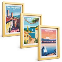 BILDER SET 3er Set - 20x30 cm Goldrahmen - Italienische Stadtlandschaften - Goldfarben, Kunststoff (20/30cm) - TULUP