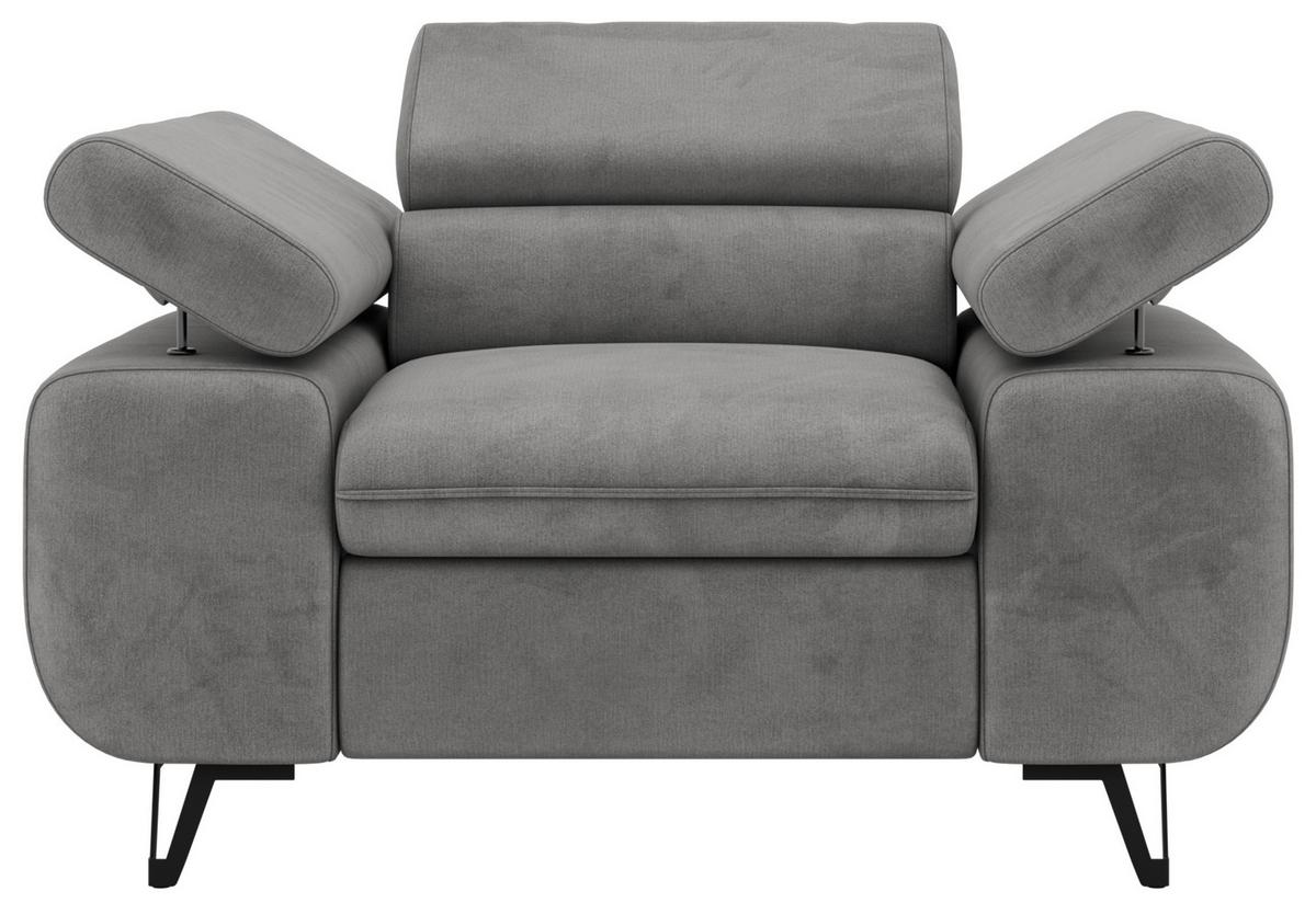 SESSEL PETER 1 - Hellgrau Velvet - Silberfarben/Hellgrau, Textil/Metall (126/76/99cm) - MKS