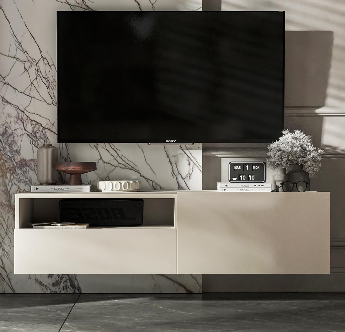 TV-SCHRANK Enjoy Kaschmir matt Schublade 120 cm - Kaschmir, Holzwerkstoff (120/30/35cm) - Meble Lindner