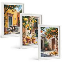 BILDER SET 3er Set - 40x60 cm Weißer Rahmen - Zitrusfrüchte im Garten - Weiß, Kunststoff (40/60cm) - TULUP