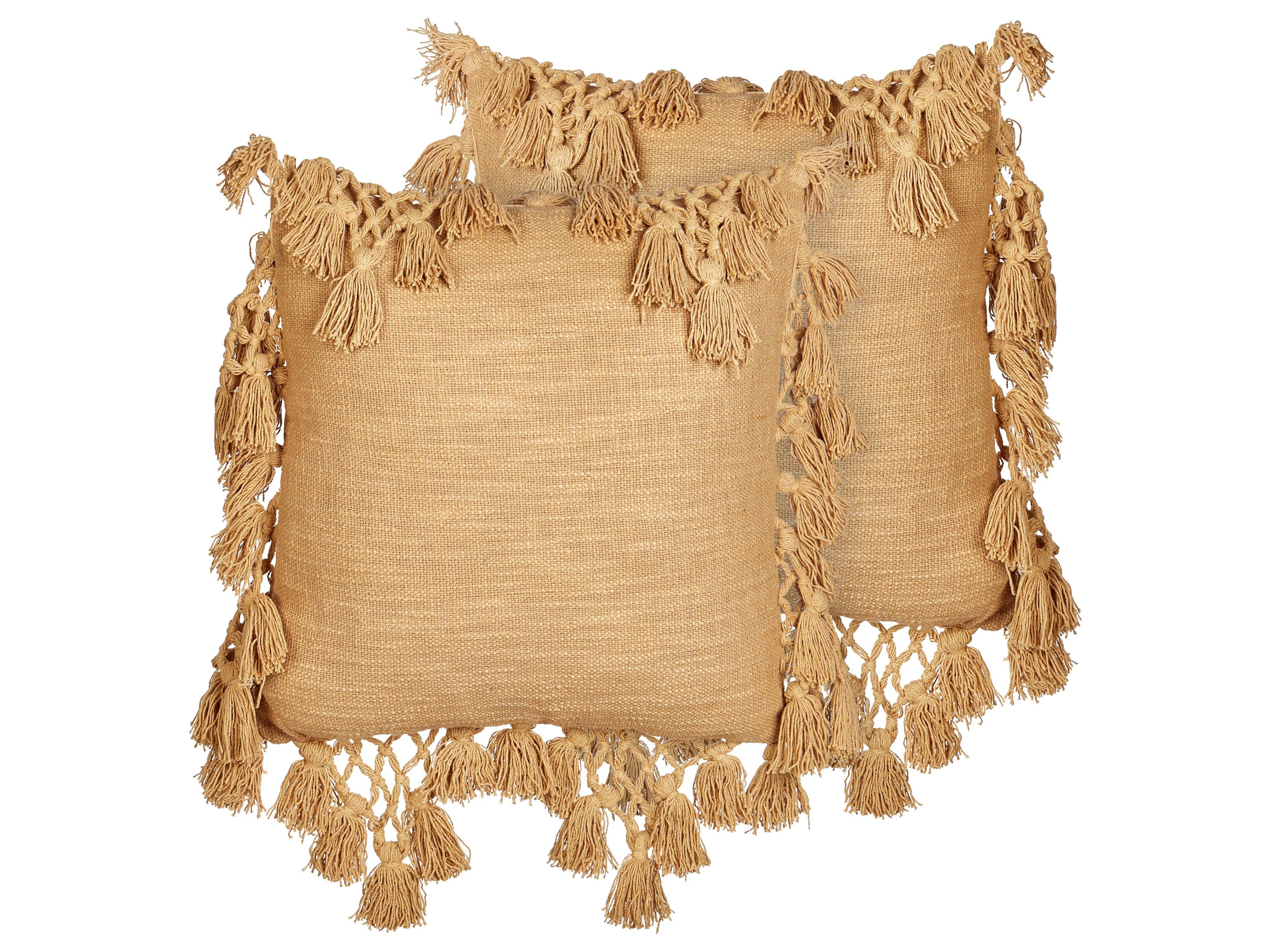 DEKOKISSEN 2er-Set Sandbeige 45/45 cm Olearia - Sandfarben, Naturmaterialien (45/45cm) - Beliani