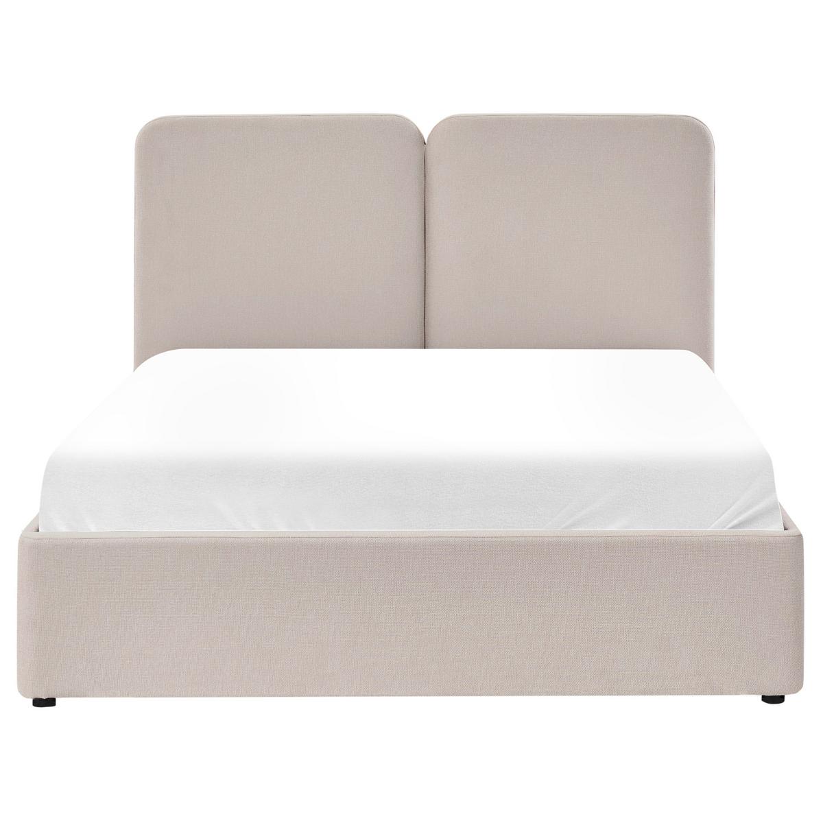 BETT mit Stauraum 160/200 cm Stoff Beige Arbois - Beige, Textil (160/200cm) - Beliani