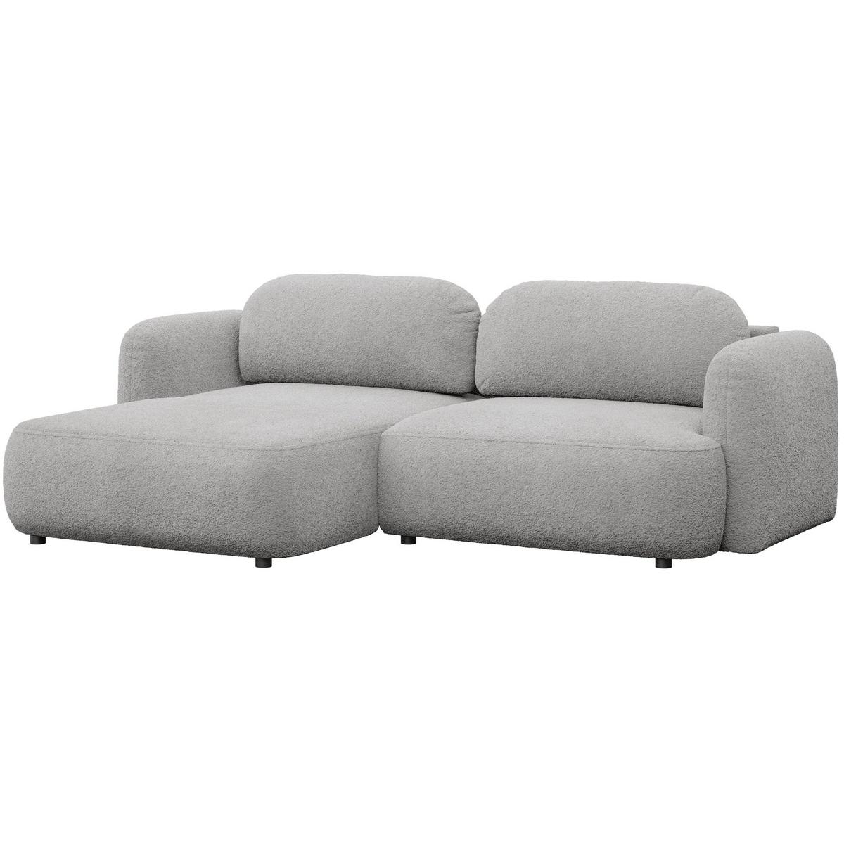 ECKSOFA Tvoya Hellgrau Bouclé - Hellgrau/Schwarz, Kunststoff/Textil (267/175cm) - Selsey