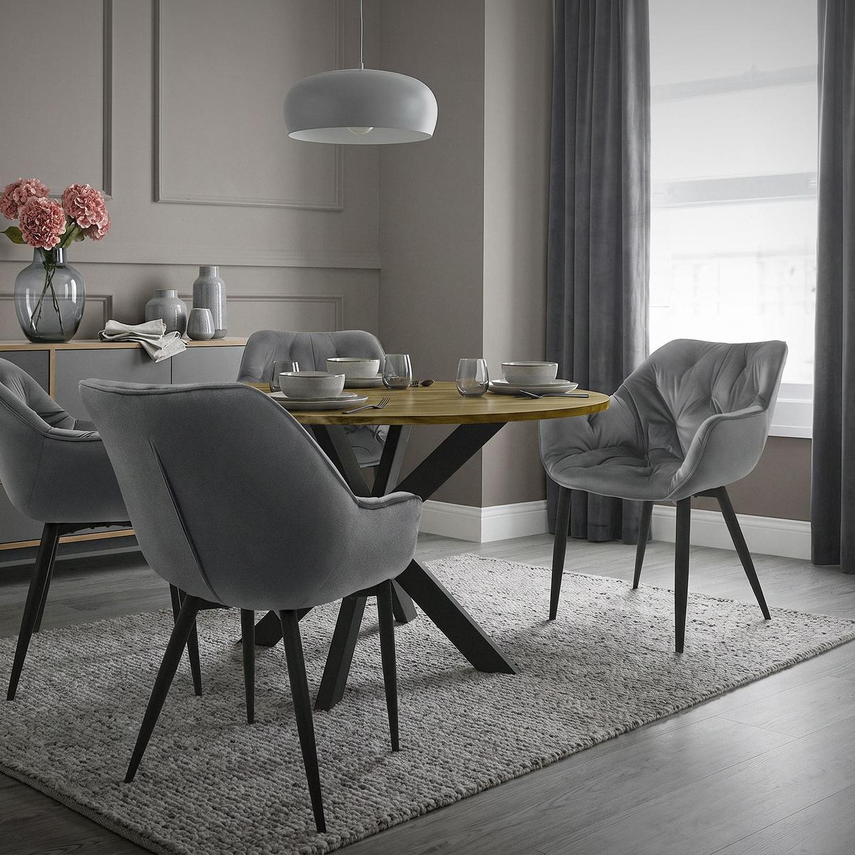 ESSZIMMERSTÜHLE 4er Set Anthrazit Samt - Anthrazit/Schwarz, Metall (67/83/59cm) - ML-DESIGN