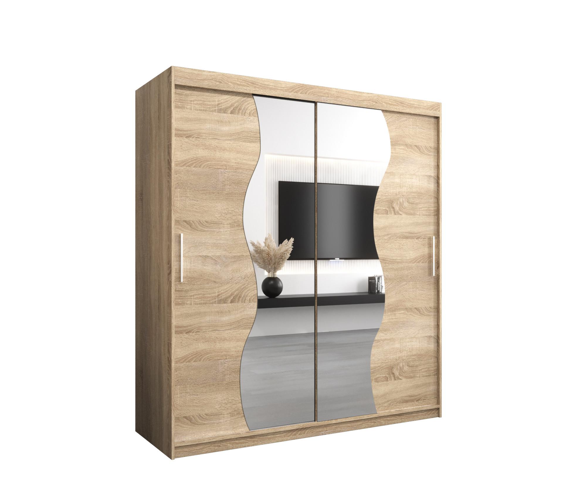 SCHWEBETÜRENSCHRANK 200/180/62 2-türig - Silberfarben/Sonoma Eiche, Holz/Kunststoff (180/200/62cm) - MÖBEL KRYSPOL