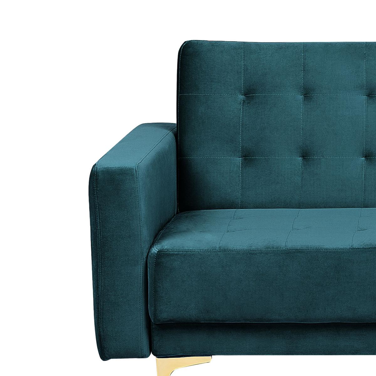 3-SITZER-SCHLAFSOFA Samtstoff Blaugrün Aberdeen - Hellgrün, Textil (186/83/88cm) - Beliani
