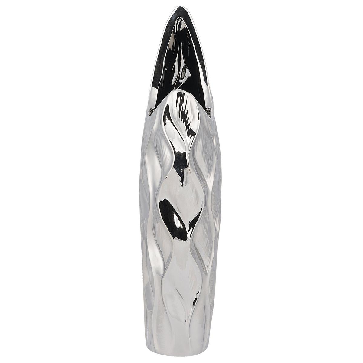DEKOVASE Steinzeug silber Haluza - Silberfarben, Stein (35cm) - Beliani