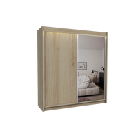 KLEIDERSCHRANK mit Spiegel-Schiebetüren und Aluminium-Leisten - PARTI - 200 cm Braun - Braun, Holzwerkstoff (200/216/61cm) - ALTDECOR
