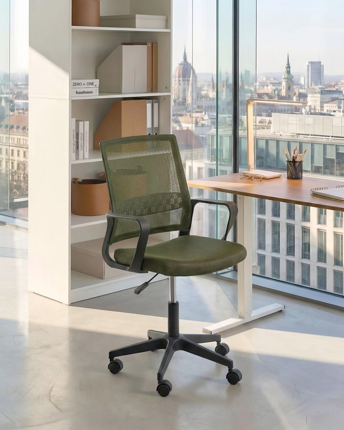 BÜROSTUHL Dunkelgrün Ease - Schwarz/Grün, Textil (54/94/54cm) - Beliani