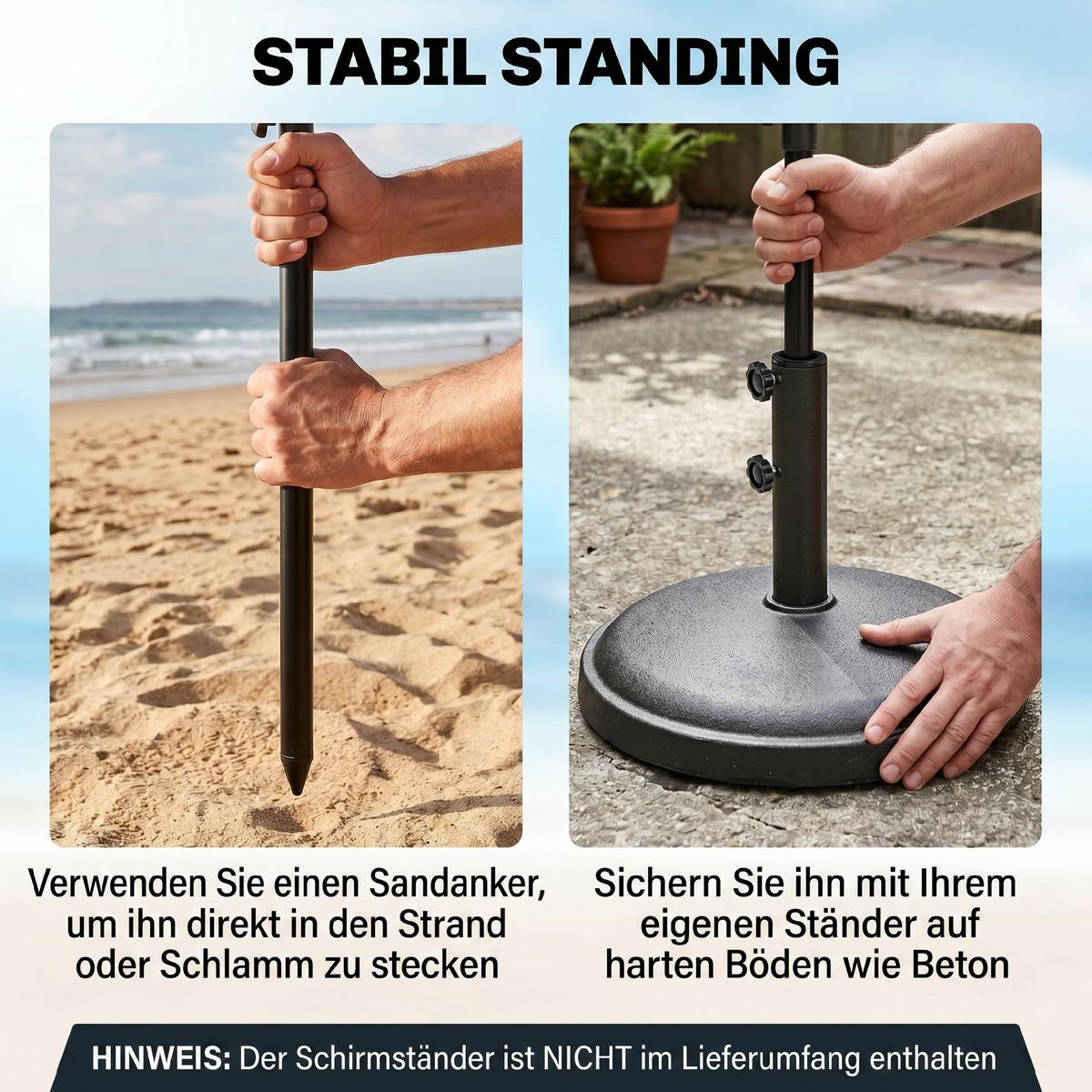 SONNENSCHIRM, Aluminium, Metall, Grau - Grau, Metall (130/198cm) - Outsunny