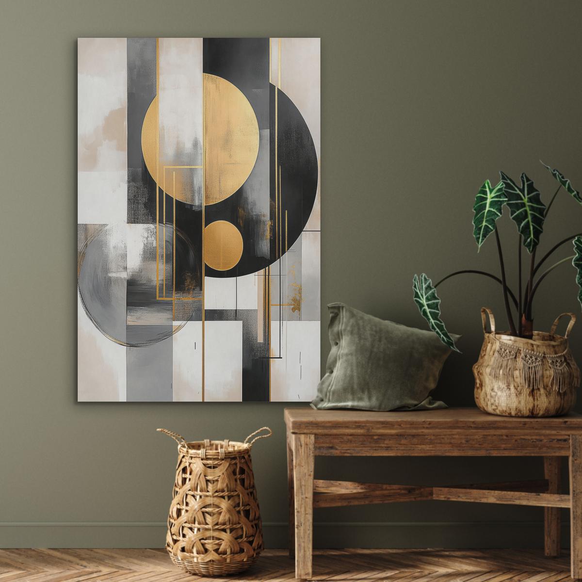 AKUSTIKBILD Abstrakt - Gold - Silber - Formen - Ästhetisch - Modern Wanddeko 70x100 cm - Goldfarben, Kunststoff (70/100/0.9cm) - MuchoWow