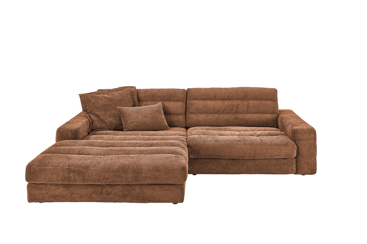 ECKSOFA LANA SOFA Braun Cord - Schwarz/Braun, Textil (296/205cm) - KAWOLA