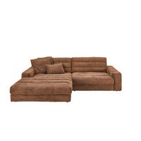 ECKSOFA LANA SOFA Braun Cord - Schwarz/Braun, Textil (296/205cm) - KAWOLA
