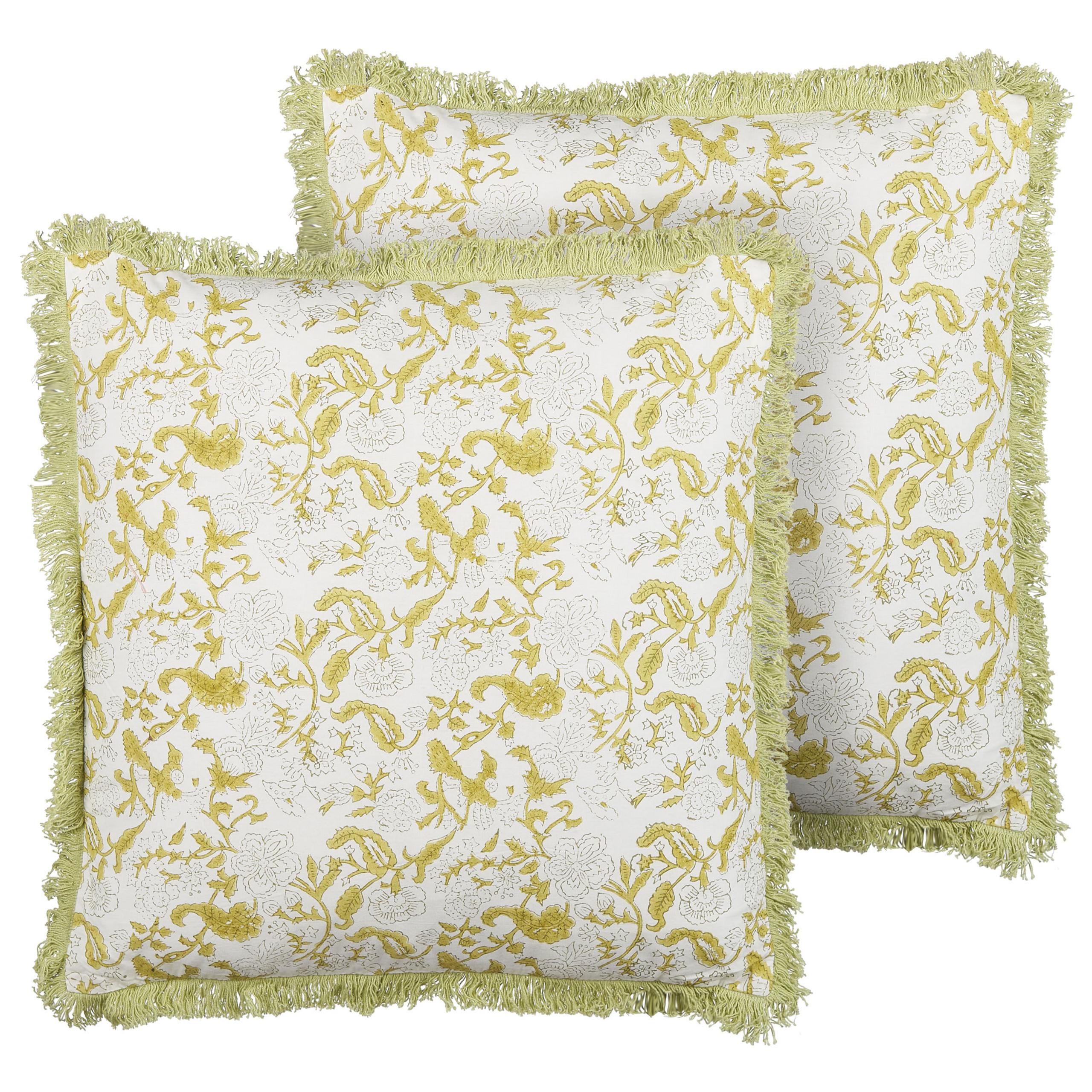 DEKOKISSEN 2er-Set Hellgrün 45/45 cm Filix - Hellgrün, Naturmaterialien/Textil (45/45cm) - Beliani