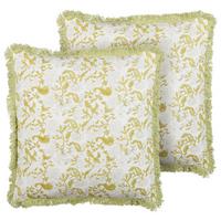 DEKOKISSEN 2er-Set Hellgrün 45/45 cm Filix - Hellgrün, Naturmaterialien/Textil (45/45cm) - Beliani