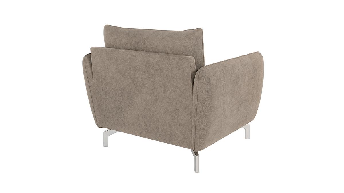SESSEL Elou Dunkelbeige Microfaser - Chromfarben/Beige, Holz/Textil (103/87/92cm) - S-Style Möbel