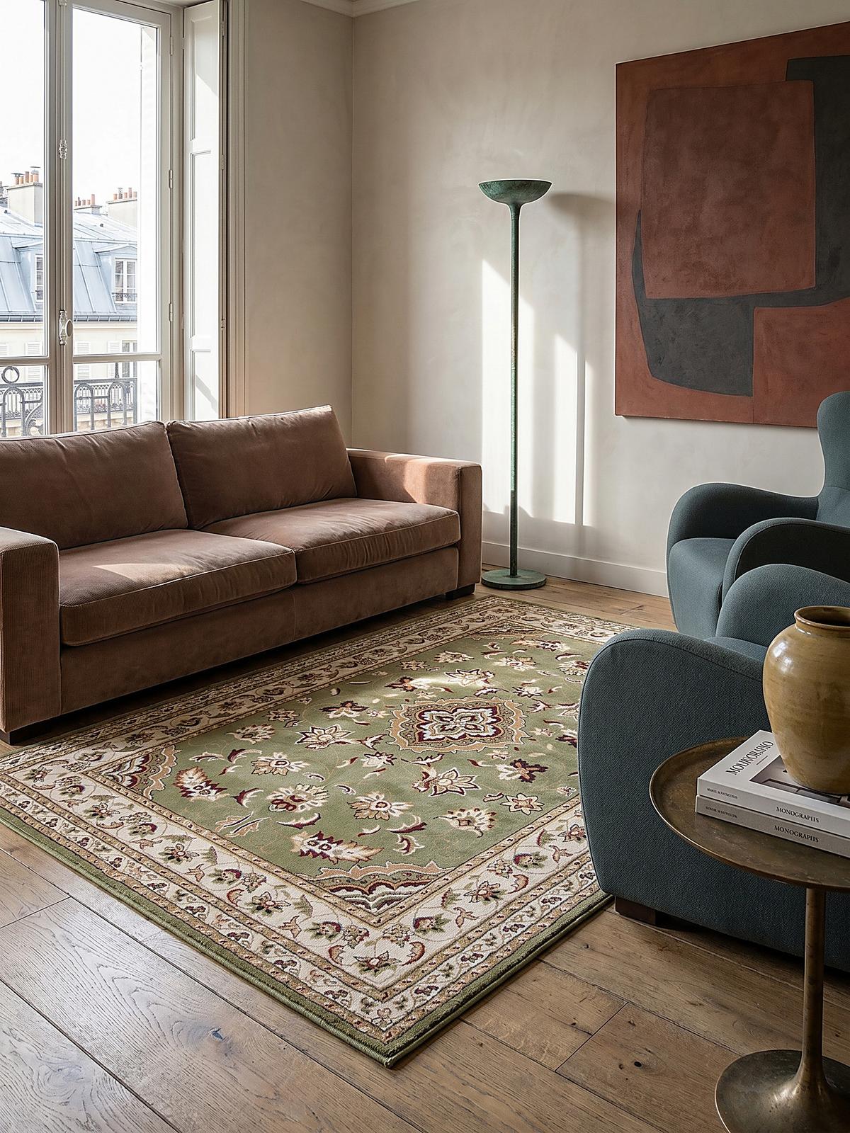 TEPPICH GLAZERT, klassisch-floral, Grün, 80 x 150 cm - Grün, Textil (150/80cm) - KADIMA DESIGN