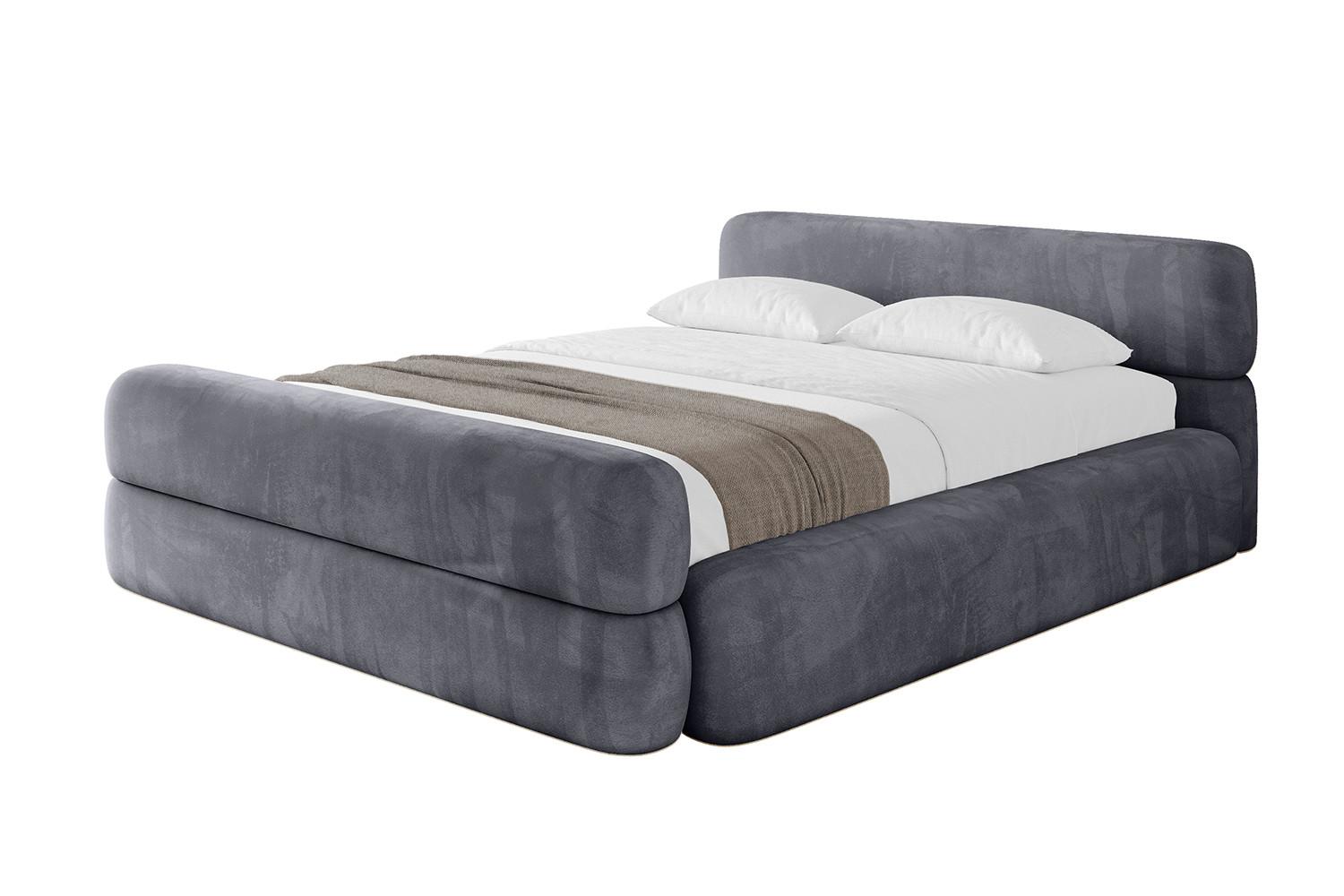 POLSTERBETT mit Bettkasten, Fußteil und Lattenrost, Boxbett ohne Matratze - ENORA-Z-V1 180x200 Dunkelgrau - Dunkelgrau, Holzwerkstoff/Textil (180/200cm) - ALTDECOR