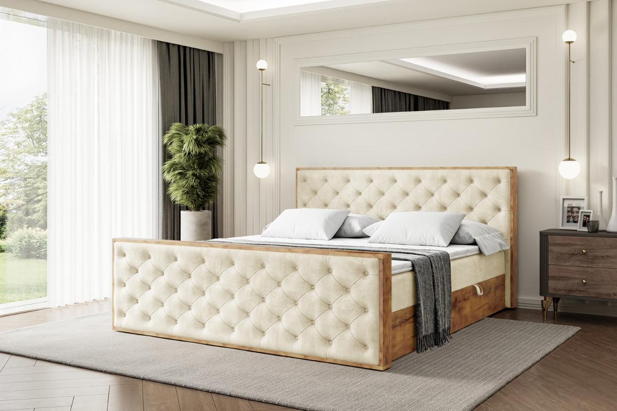 BOXBETT mit Matratze H3 und Lattenrost - LOLLI3-Z - 140x200 - Beige Monolith - Beige, Holzwerkstoff (140/200cm) - ALTDECOR