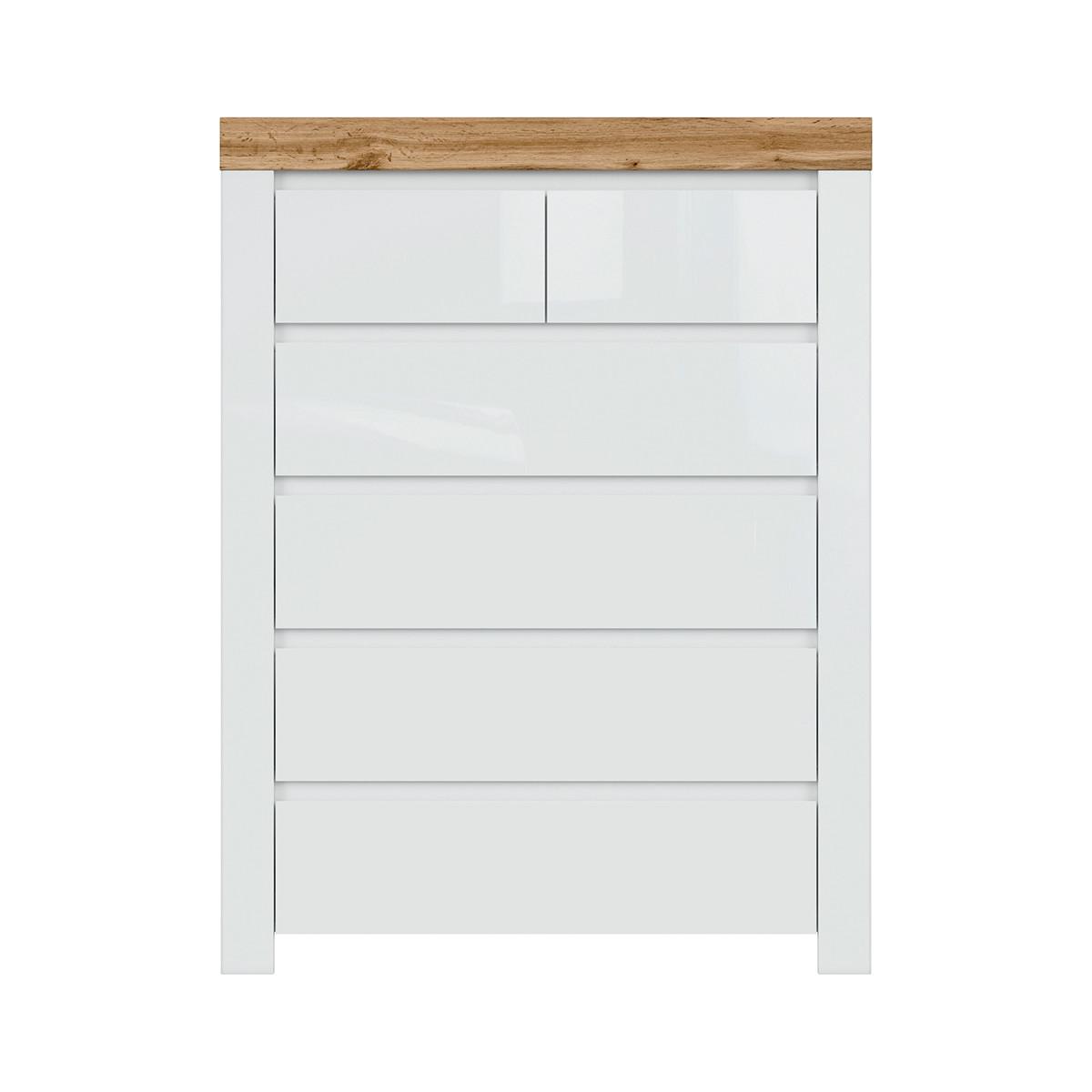 KOMMODE Hella Weiß und Holz - Weiß, Holzwerkstoff (98/130/42cm) - Petits-meubles
