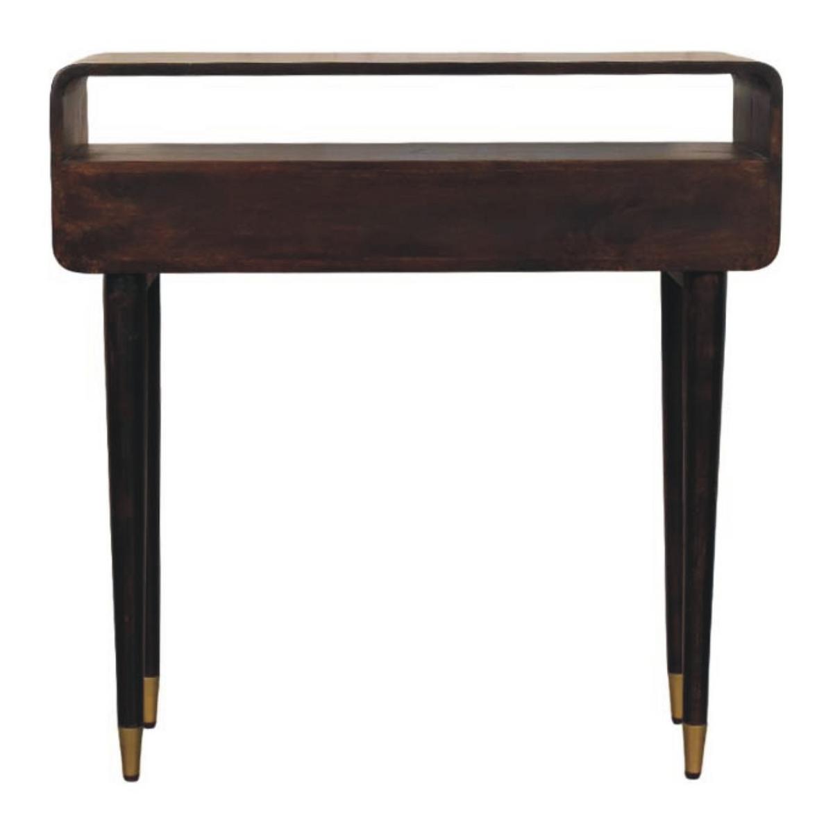 KONSOLE Apollo Schleife, 2 Schubladen und Offenes Fach, Dunkelbraun - Dunkelbraun/Messingfarben, Holz/Metall (35/90/90cm) - Artisan Furniture