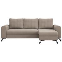ECKSOFA Axel Samt Beige - Beige/Schwarz, Textil/Metall (242/140cm) - MKS