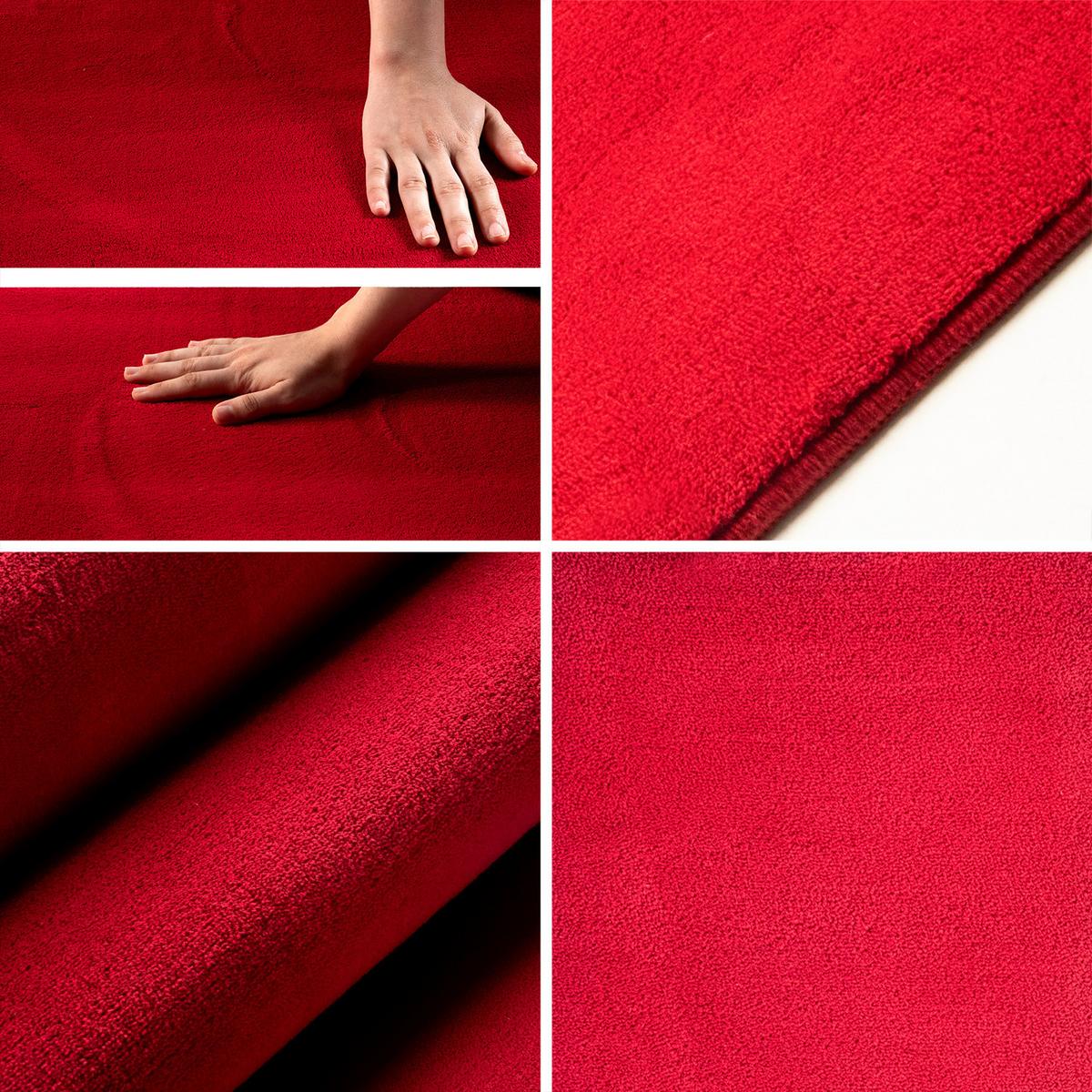 TEPPICH Kurzflor Waschbar LECH in Rot, einfarbig, Ø 120 cm - Rot, Textil (120/120cm) - KADIMA DESIGN