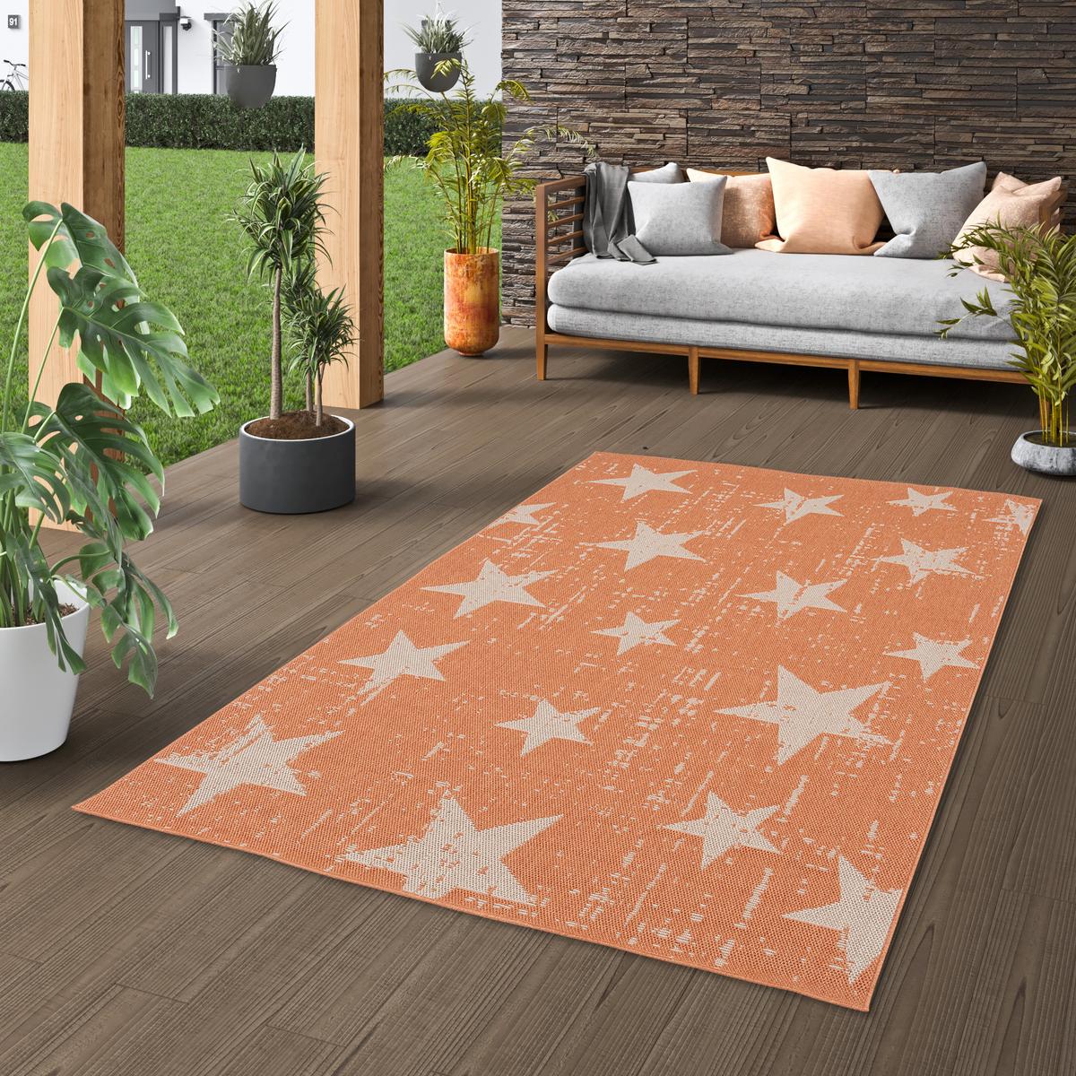 IN & OUTDOOR TEPPICH FLACHGEWEBE MARBELLA STERNE - Orange, Textil (160/230cm) - Pergamon