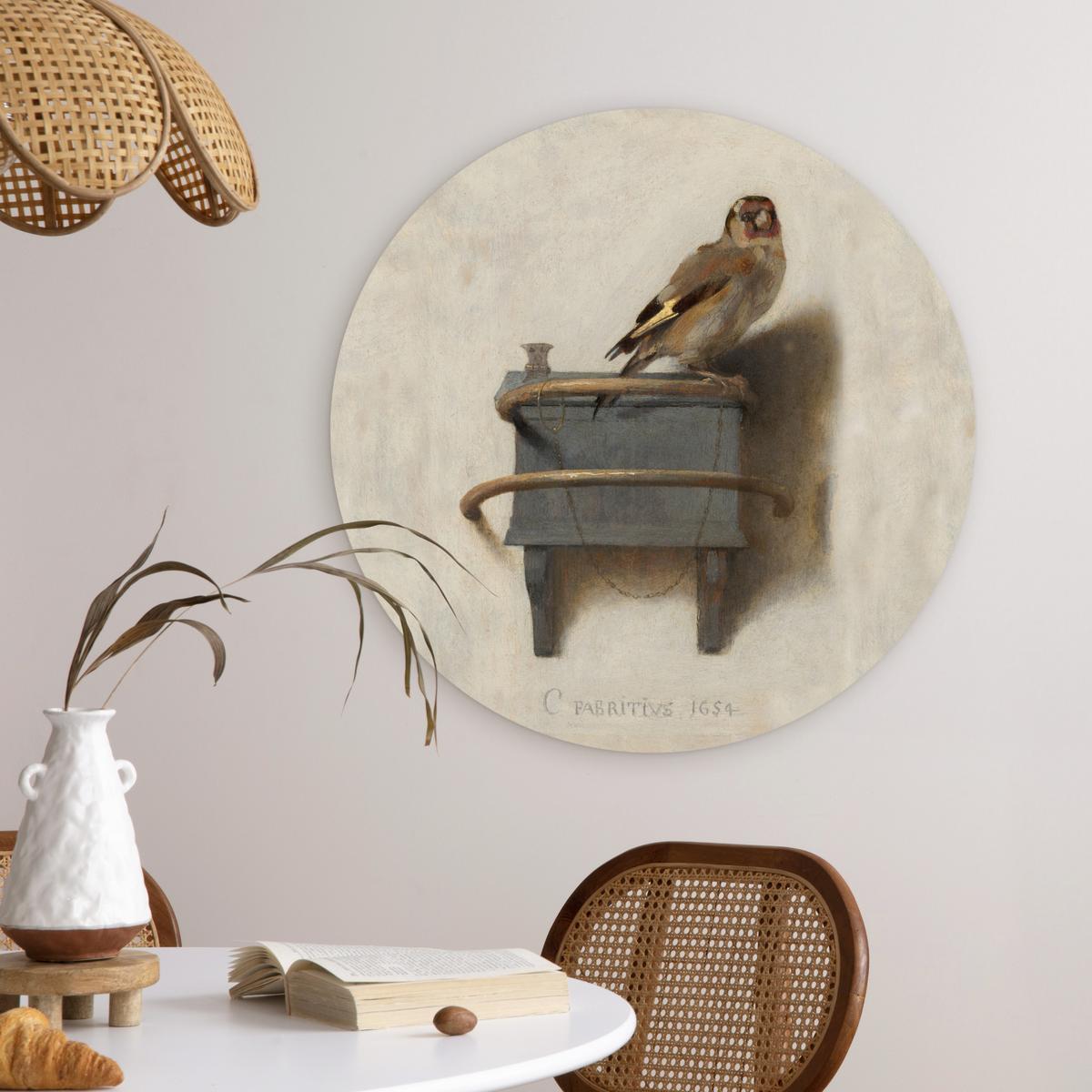 WANDBILD Stieglitz - Alter Meister - Carel Fabritius Wanddeko Schlafzimmer 60x60 cm - Grau, Kunststoff (60/60cm) - MuchoWow