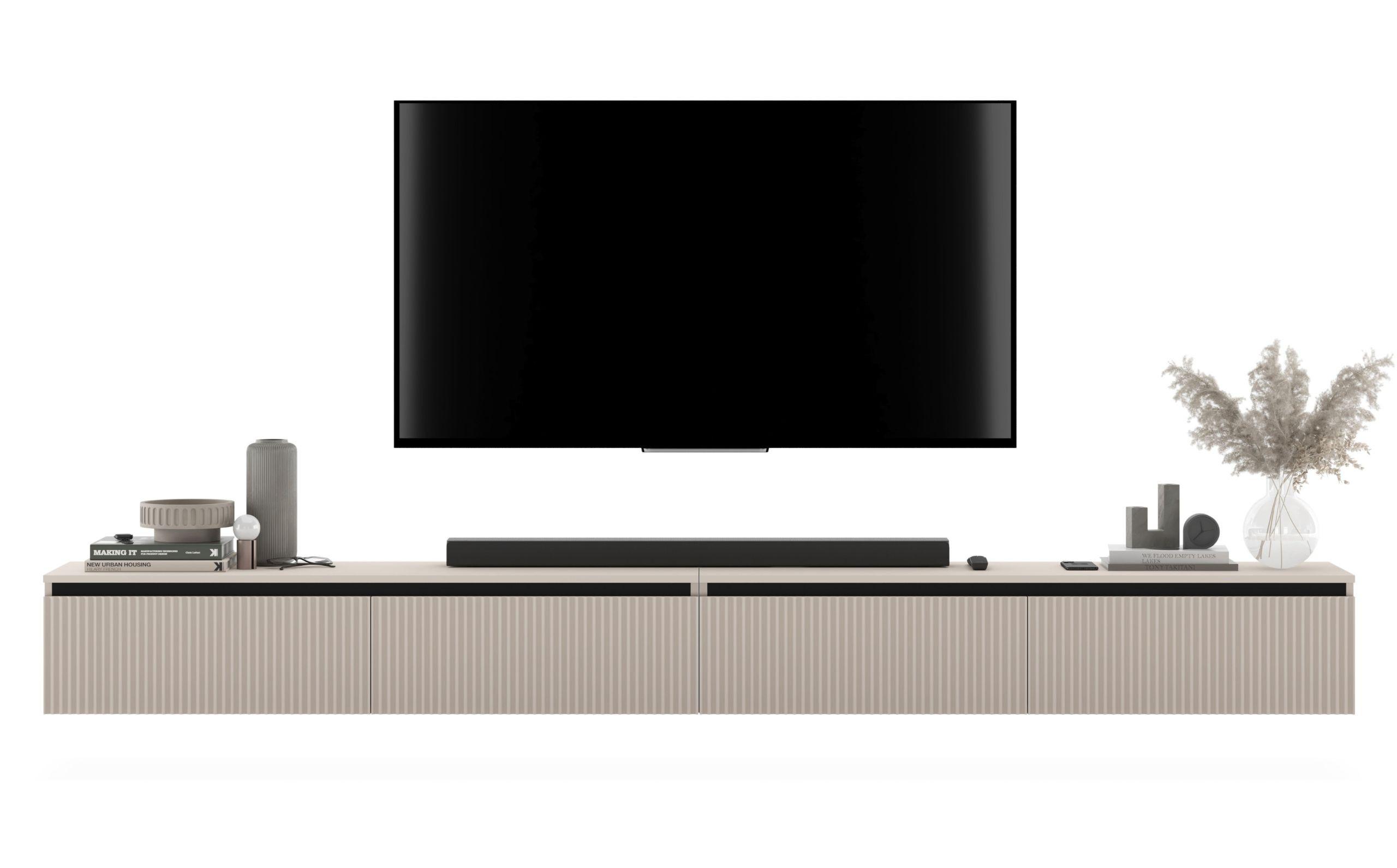 TV-LOWBOARD 2-er Set Selene Kaschmir Matt Glamour 140 cm - Kaschmir, Holzwerkstoff (280/30/35cm) - Meble Lindner
