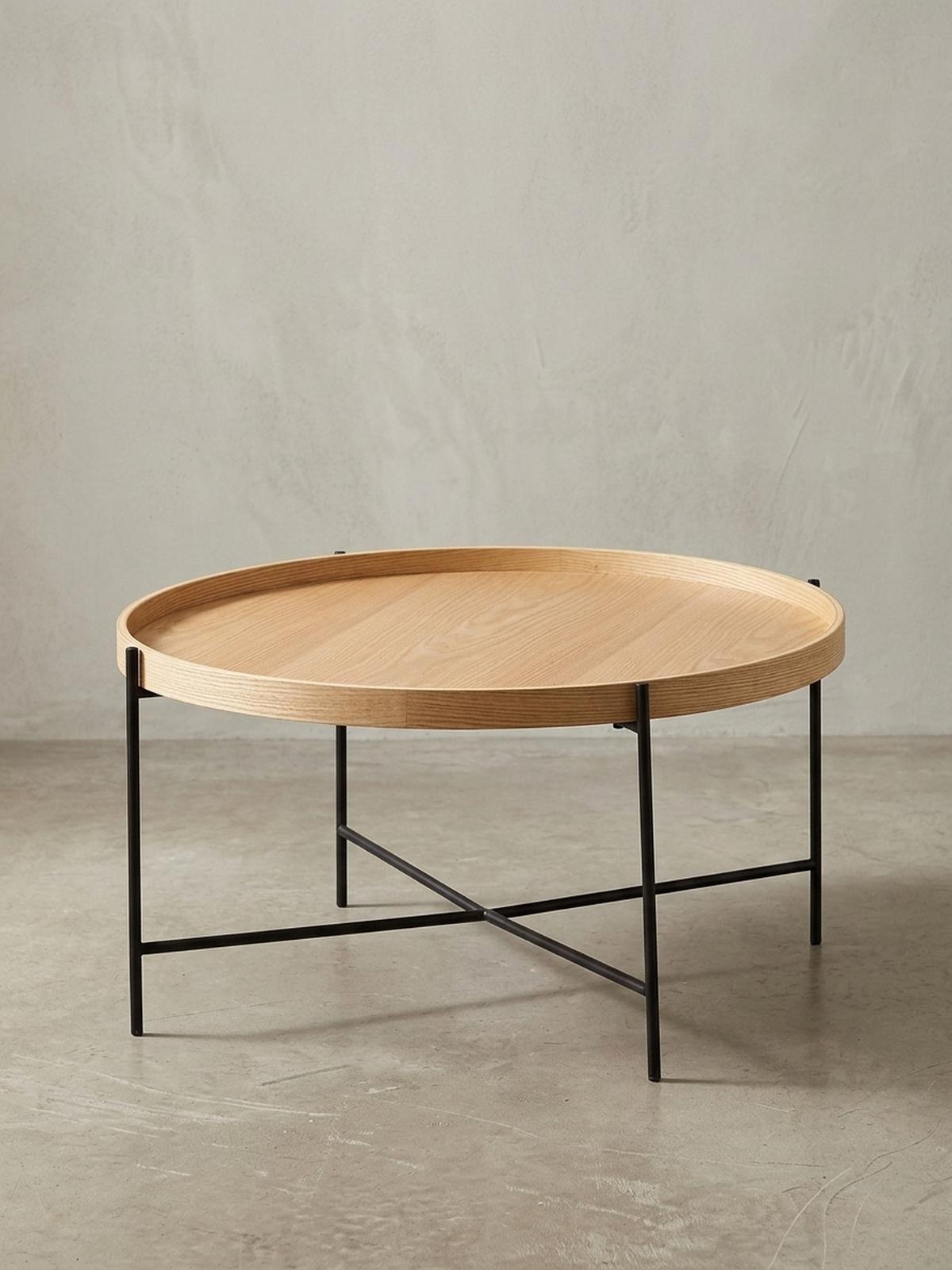 COUCHTISCH Eichenholz Furnier mit stabilem Metallgestell, Modernes zeitloses Design - Schwarz/Braun, Holz/Metall (78/78/40cm) - KADIMA DESIGN