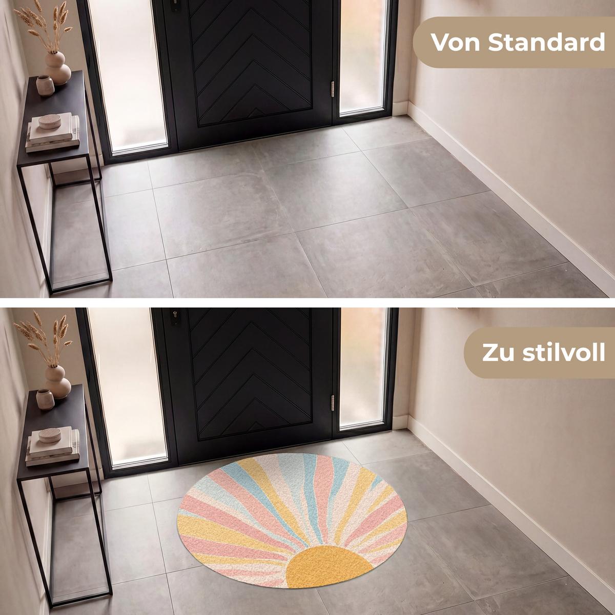 FUSSMATTE Illustration - Sonne - Pastellfarben Sauberlaufmatte 120x120 cm - Hellrosa, Kunststoff (120/0.4cm) - MuchoWow