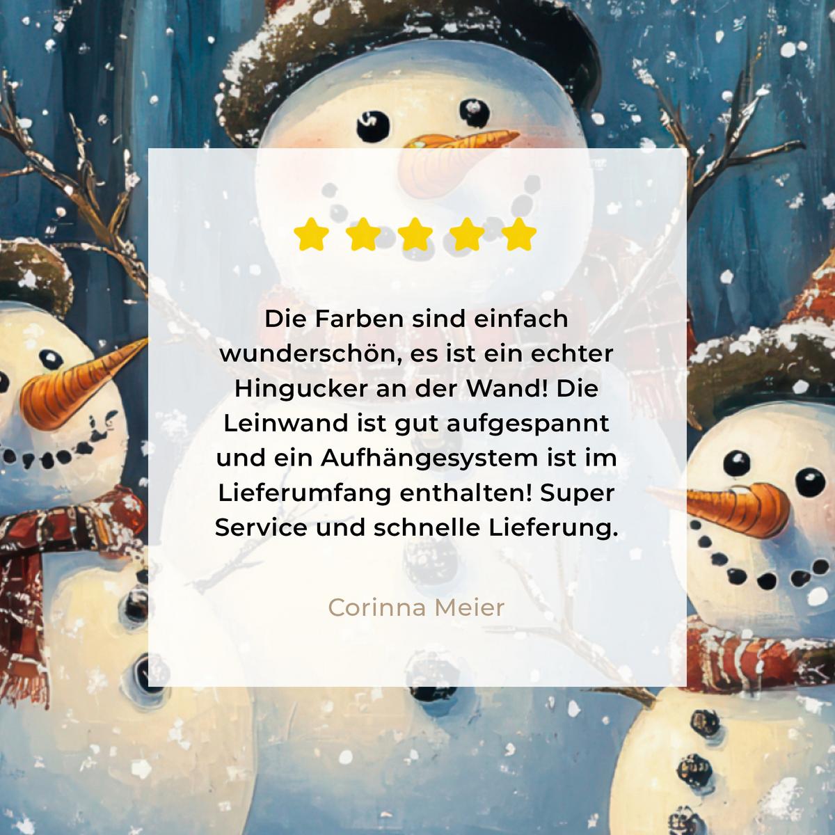 LEINWANDBILD Schneemann - Schnee - Winter - Wald Deko Wohnzimmer 20x20 cm - Hellblau, Textil (20/20cm) - MuchoWow