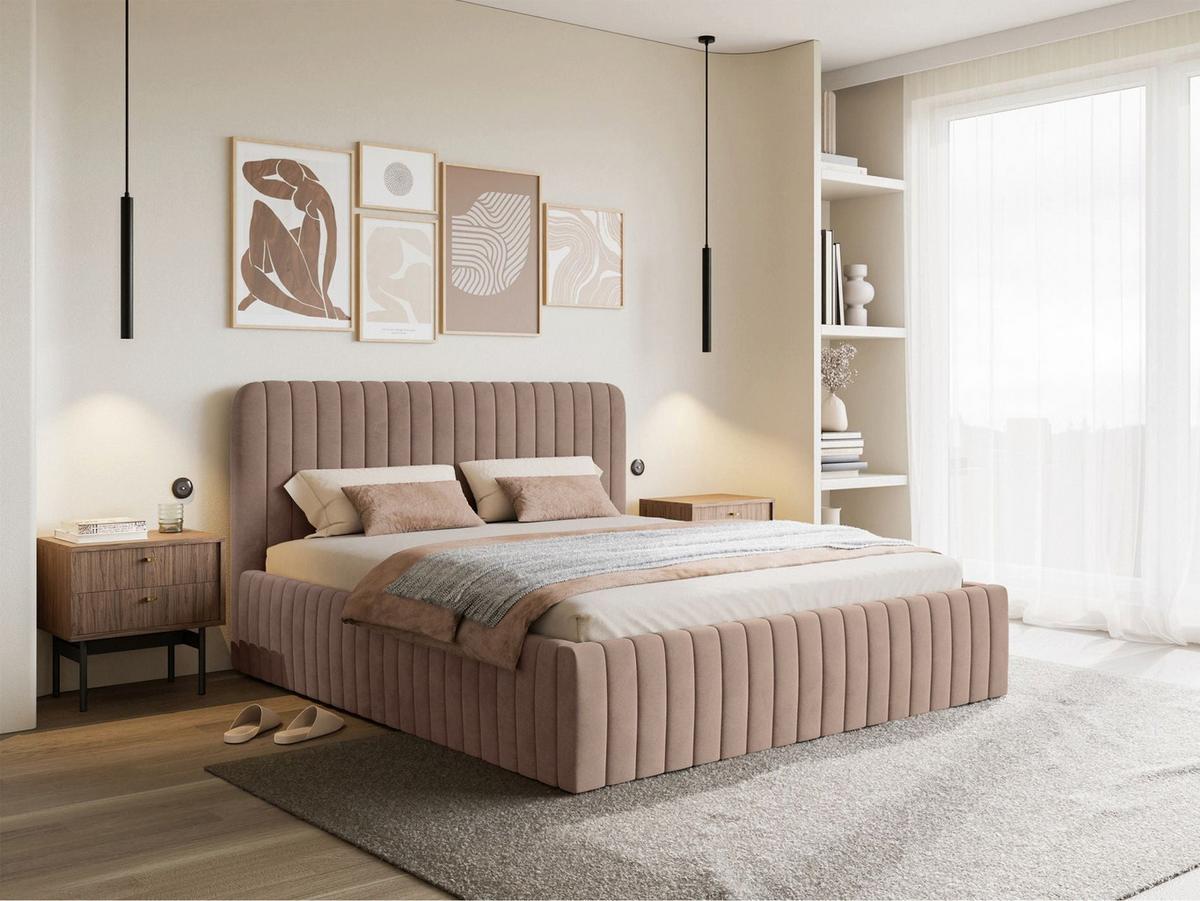 POLSTERBETT Saliano Beige 160x200 cm - Beige, Holz/Textil (160/200cm) - Selsey