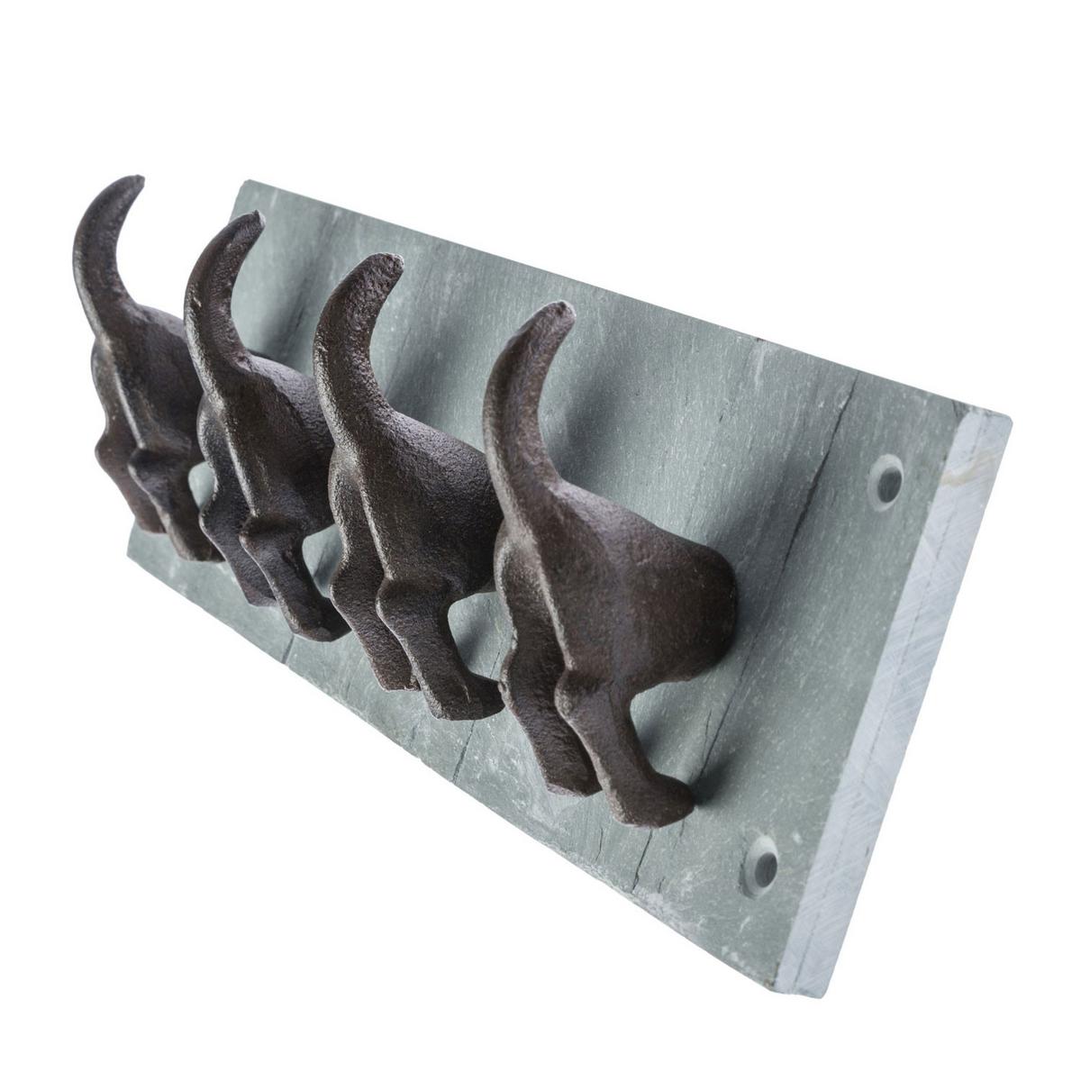 GARDEROBENLEISTE Hundeschwänze, Schiefer & Metall - Braun, Stein (30/10/7cm) - Homescapes