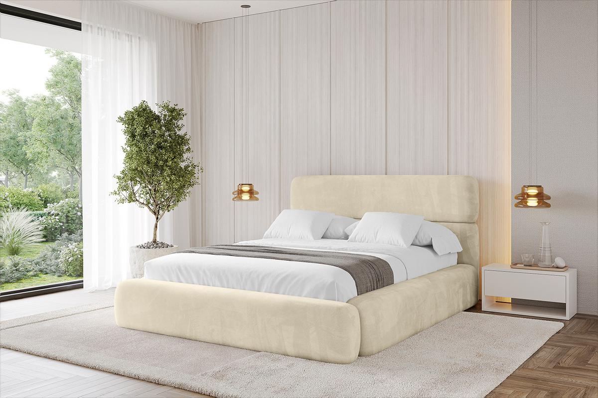 POLSTERBETT mit Bettkasten und Lattenrost, Boxbett ohne Matratze - ENORA 180x200 Beige - Ecru, Holzwerkstoff/Textil (180/200cm) - ALTDECOR