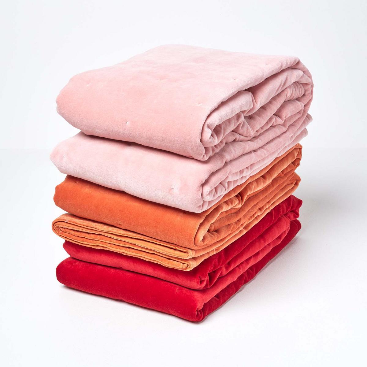 SAMT-KUSCHELDECKE 150/200 cm, Baumwolle wattiert - Orange, Textil (150/200cm) - Homescapes