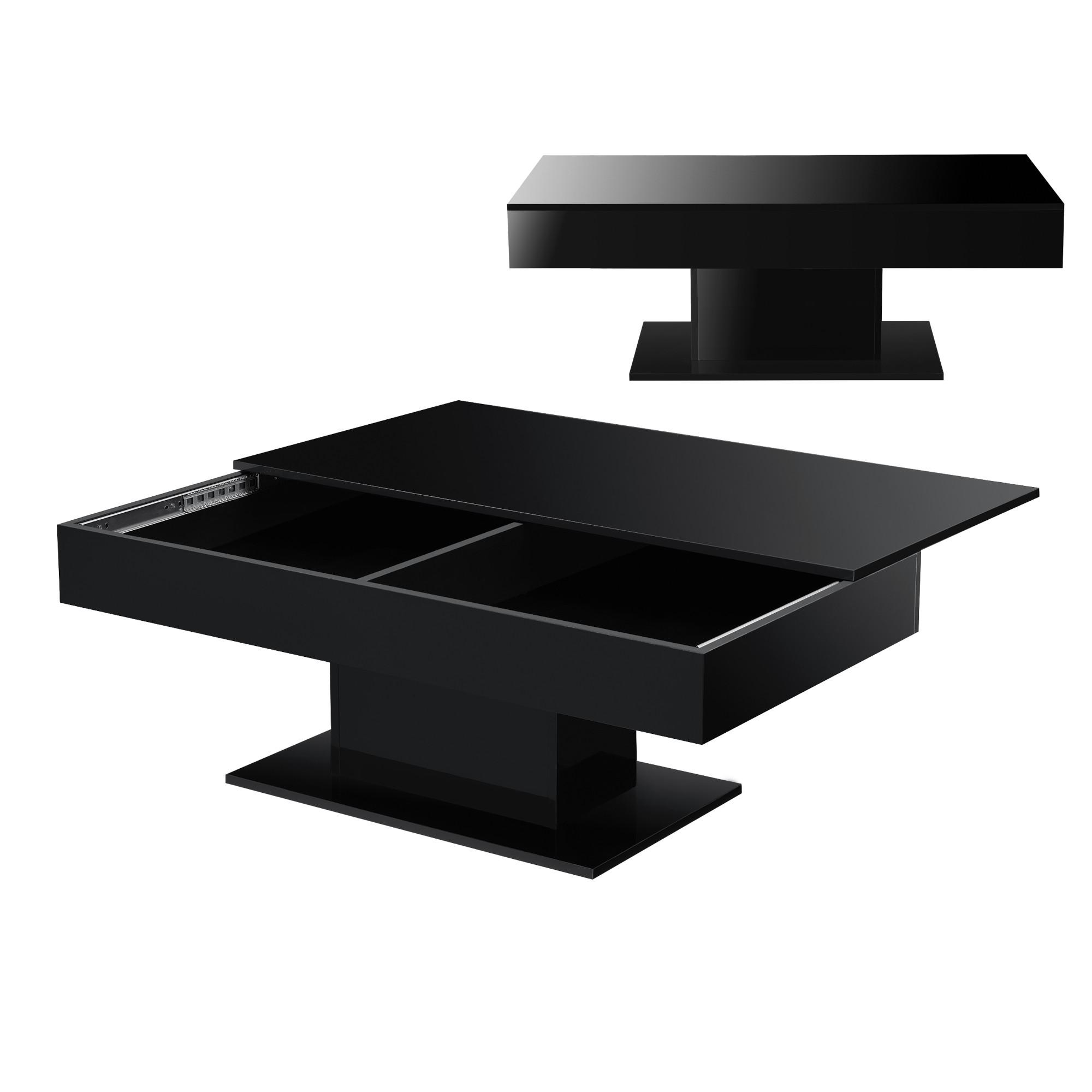 COUCHTISCH Lünen 110/60/40 - Schwarz Hochglanz, Holzwerkstoff (60/110/40cm) - [en.casa]