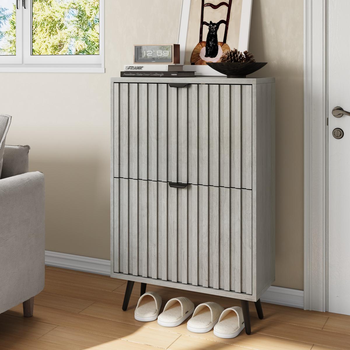 SCHUHKIPPER Grau 60/24/94 cm - Grau, Holzwerkstoff (24/94/60cm) - Urban Meuble