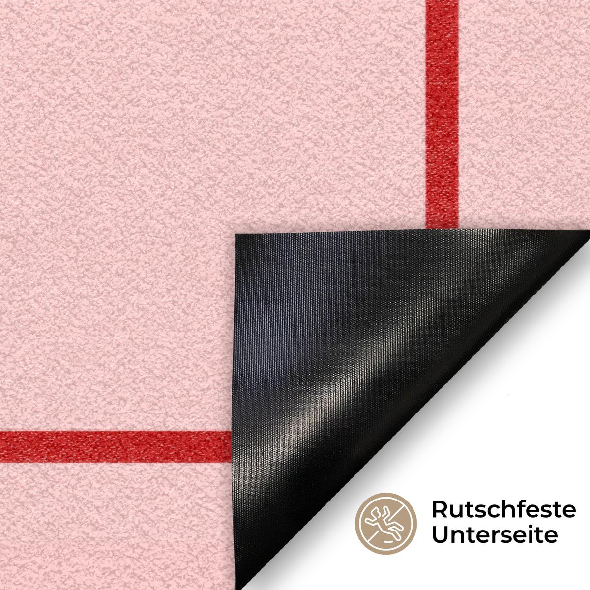 FUSSMATTE Willkommen - Schleife - Rosa Fußabtreter 90x60 cm - Rosa, Kunststoff (90/0.4cm) - MuchoWow
