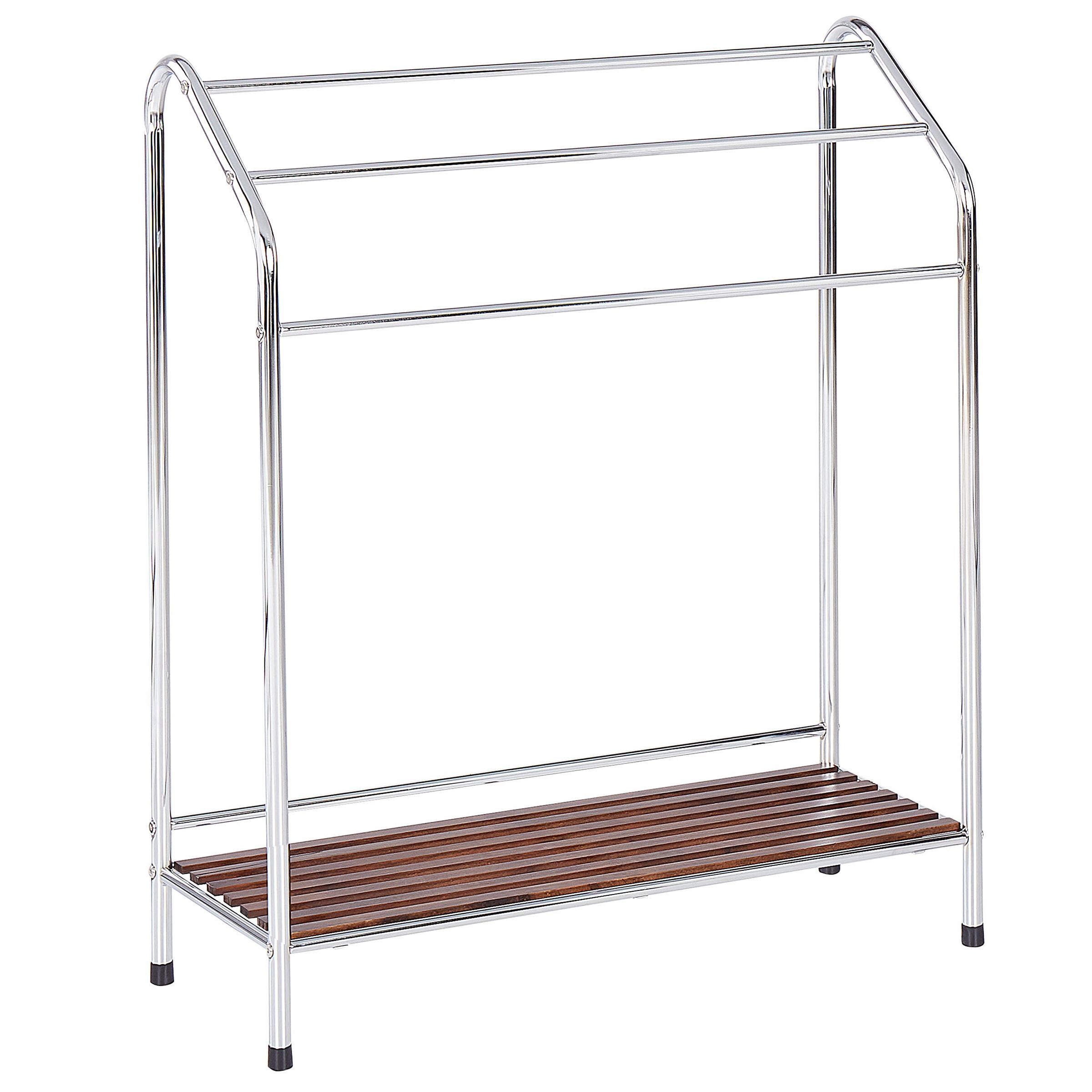 HANDTUCHSTÄNDER mit Ablage silber/dunkelbraun 72 x 85 cm 3 Muriva - Dunkelbraun/Silberfarben, Metall (72/85/27cm) - Beliani