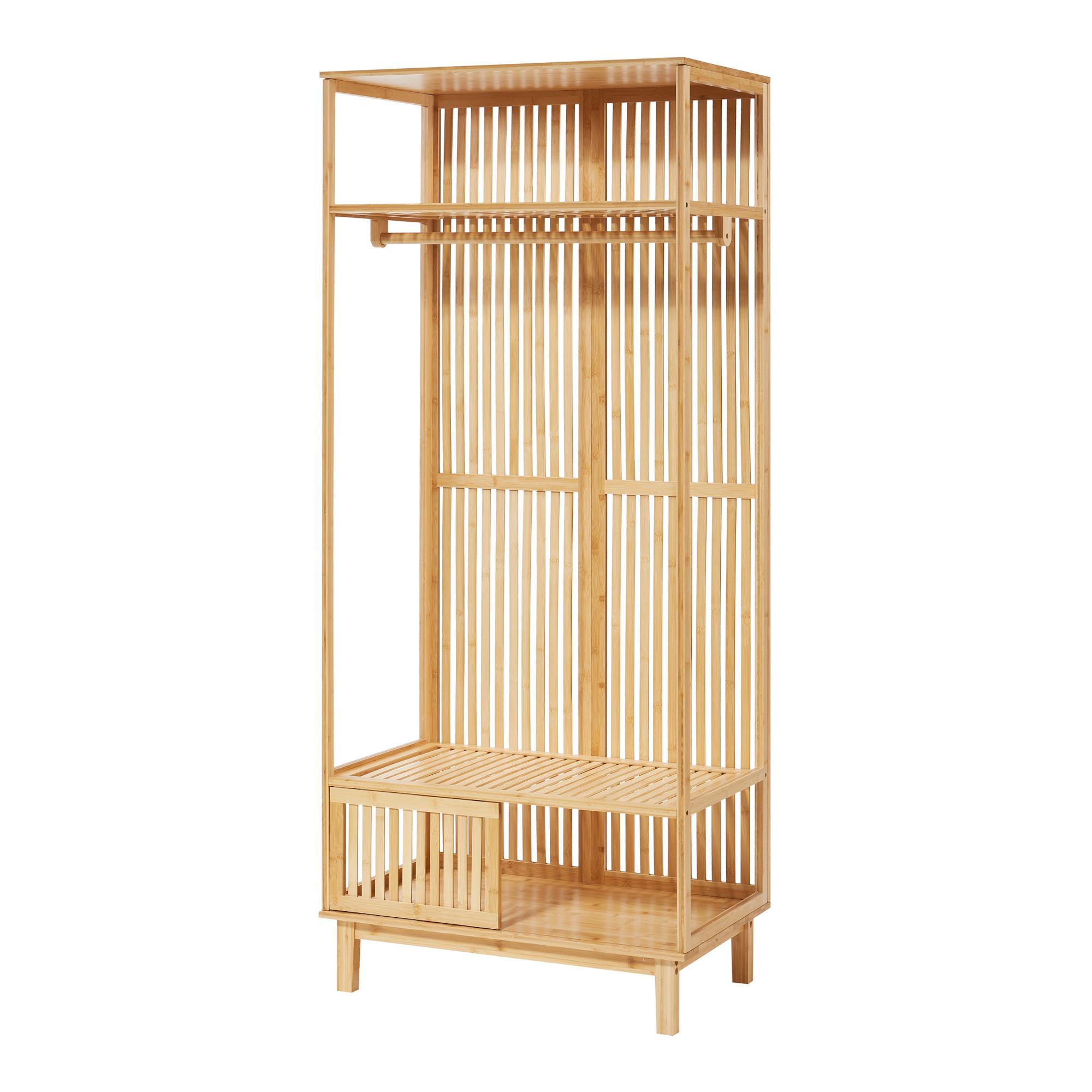 GARDEROBENSTÄNDER Ypäjä - Naturfarben, Holz (80/187/47cm) - [en.casa]