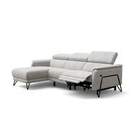 ECKSOFA RODEN 4-Sitzer mit Relax, creme, Veloursstoff - Creme, Holz/Textil (268/92cm) - Wozimo