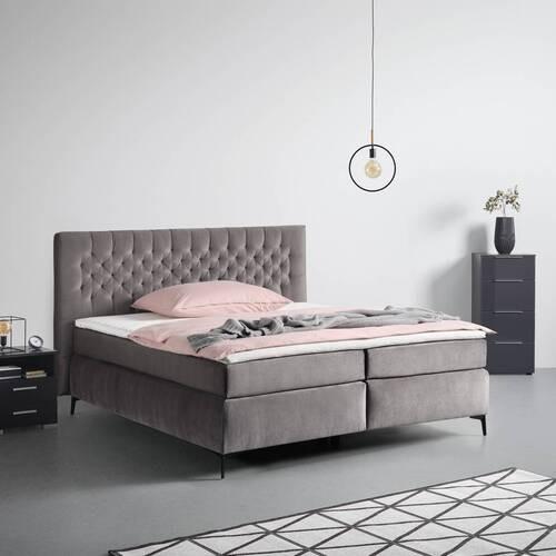Pat boxspring ONE2 antracit, cca. 180x200cm - antracit, Konventionell, material pe bază de lemn (180/200cm) - Mömax