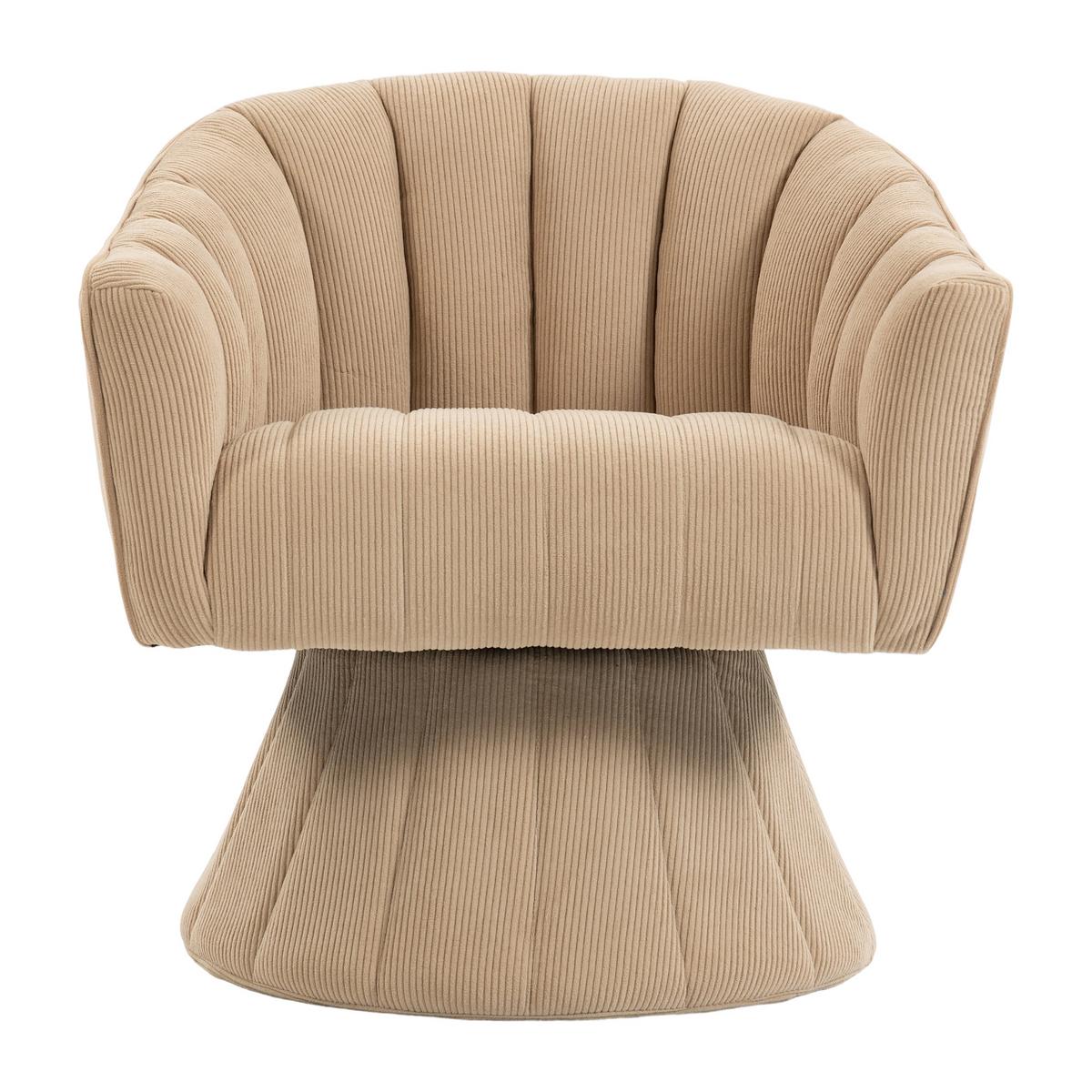 DREHSTUHL Moderner 360° Beige mit Cord-Bezug - Beige, Textil (70/72/66cm) - Urban Meuble