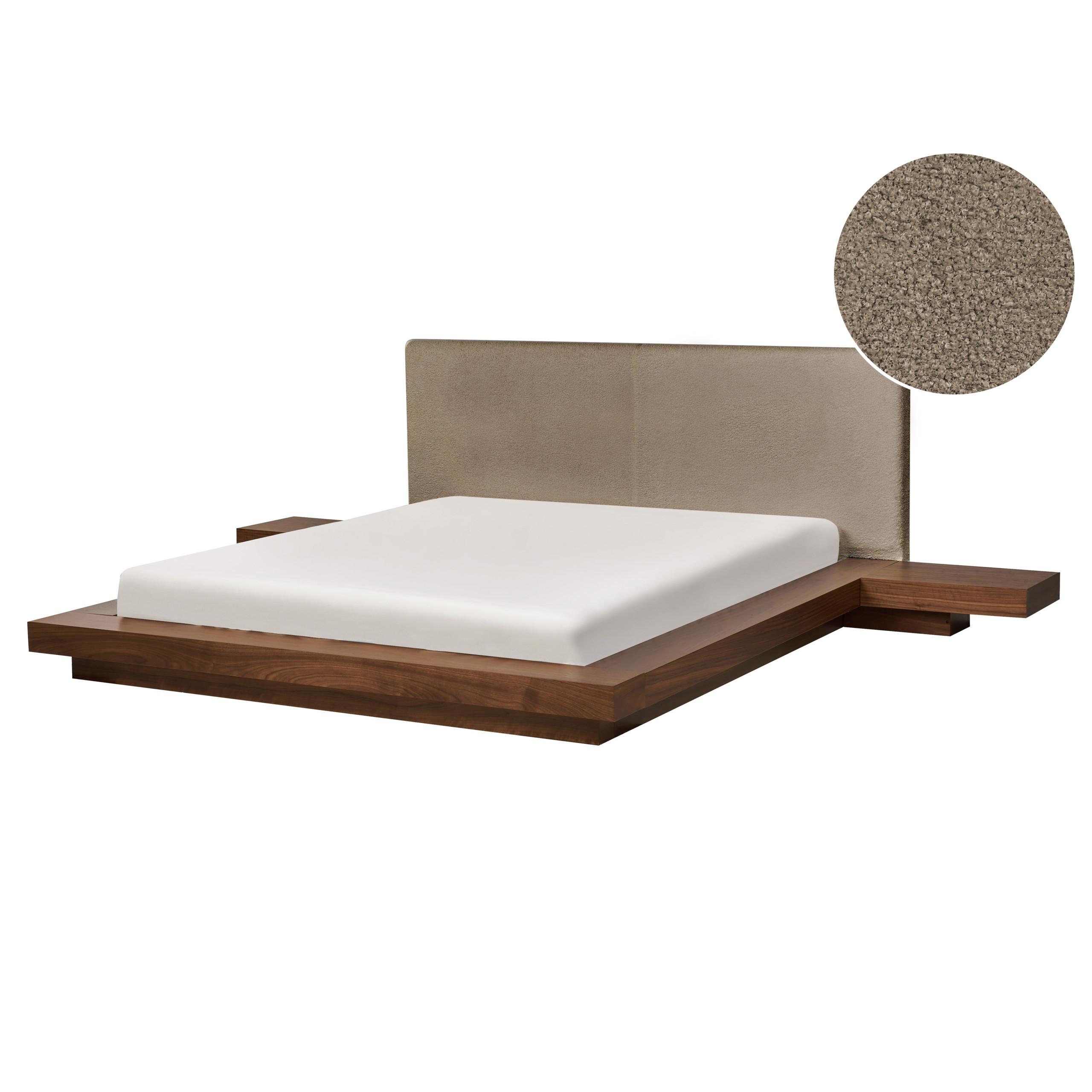 BETT mit Lattenrost 160/200 cm MDF-Platte Taupe Zen - Taupe, Holz (160/200cm) - Beliani